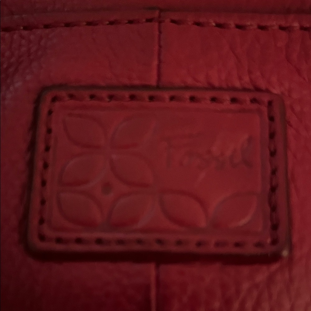 Fossil Deep Red Leather Crossbody  Messenger Bag - Picture 16 of 16